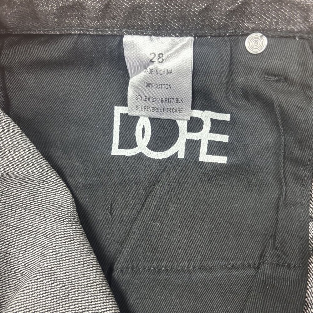 Dope Black Washed Denim Straight Leg Jeans Mens Size 28X32 Cotton Casual Fit - Picture 11 of 13